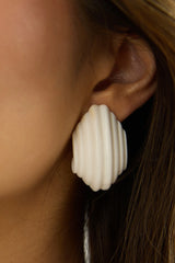 Wynter Ridged Geometric Earrings Ivory