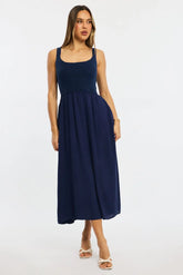 Blue Stripe Knit Dress Maxi