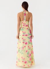 Colada Halter Maxi Dress - Lemon Soleil