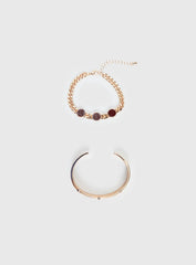 Wish You Would Bracelet Set Gold / Red