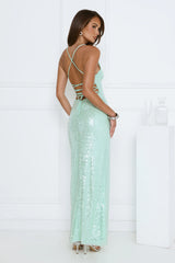 Starlit Shores Sequin Maxi Dress Seafoam