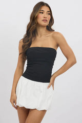 Black Bubble Dress Strapless Mini