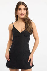 Black Mini Dress Backless Lace