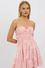 Pink Abstract Fit And Flare Dress Mini