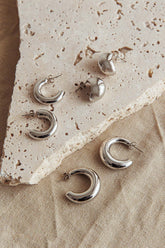 Anjelica Oval Earrings Dark Silver