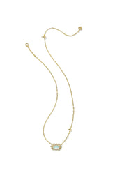 Elisa Bird Gold Short Pendant Necklace Opalite Illusion