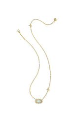 Elisa Bird Gold Short Pendant Necklace Opalite Illusion