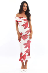 White Floral Bodycon Dress One Shoulder Mesh
