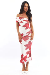 White Floral Bodycon Dress One Shoulder Mesh