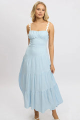 Blue Maxi Dress Tiered Ric Rac