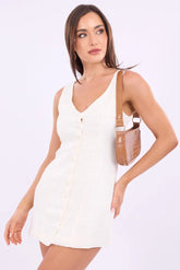 White Vest Dress Mini Button Down