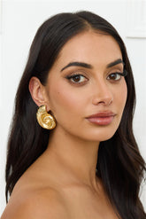 Spiral Seashell Earrings Gold