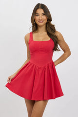 Red Fit And Flare Dress Mini