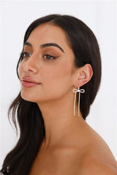 Plated Pearl Ties Earrings Gold