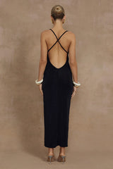SLINKY SLIP DRESS - BLACK
