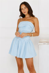 Softest Gaze Strapless Mini Dress Blue