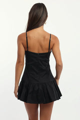 Black Fit And Flare Dress Drop Waist