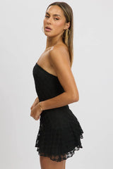 Black Mini Dress Strapless Lace