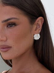 Livvy Floral Stud Earrings White