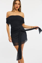 Grey Bodycon Dress Off Shoulder Mini