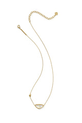 Margot Vintage Gold Short Pendant Necklace Iridescent Abalone