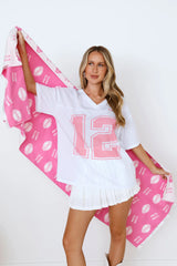 Football Print Scarf Pink