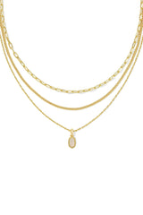 Mini Elisa Gold Triple Strand Necklace Iridescent Drusy