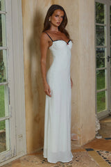 CHARLOTTE BUSTIER SLIP MAXI DRESS - IVORY/BLACK POLKA