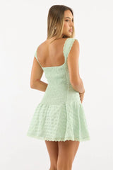 Green Mini Dress Drop Waist