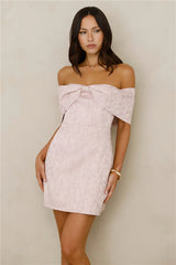 Slaying Softly Off Shoulder Mini Dress Pink
