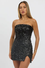 Black Bodycon Dress Sequin Strapless