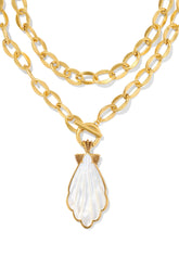 Alexa Vintage Gold Statement Necklace Ivory Mother Of Pearl