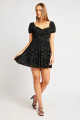 Black Fit And Flare Dress Mini Burn Out