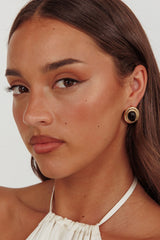 Anjelica Oval Earrings Gold Black