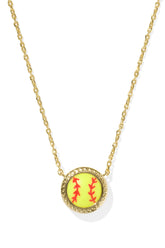 Softball Short Pendant Necklace Gold