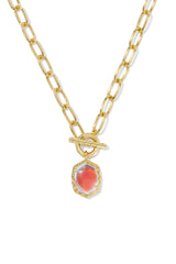 Daphne Convertible Gold Link and Chain Necklace Dichroic Glass