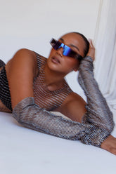 Starry Diamante Arm Sleeve Gloves Black