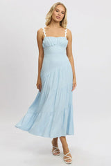 Blue Maxi Dress Tiered Ric Rac