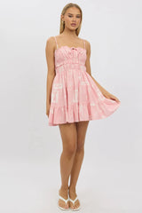 Pink Abstract Fit And Flare Dress Mini