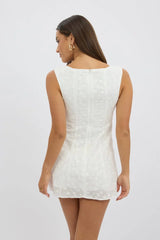 White Mini Dress Eyelet Fabric