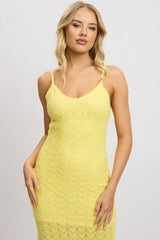 Yellow Knit Dress Singlet Midi