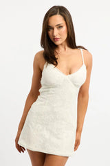 White Mini Dress Backless Lace