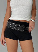 Running Wild Faux Leather Heart Belt Black
