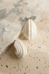 Wynter Ridged Geometric Earrings Ivory