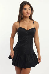 Black Fit And Flare Dress Drop Waist