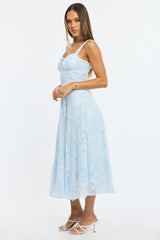 Blue Midi Dress Burn Out