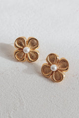 Flower Power Pearl Earrings Gold