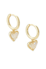Ari Heart Gold Huggie Earrings Iridescent Drusy