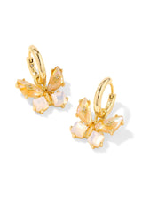 Bianca Butterfly Gold Huggie Earrings Iridescent White Mix