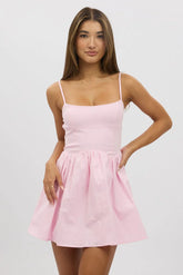 Pink Fit And Flare Dress Mini